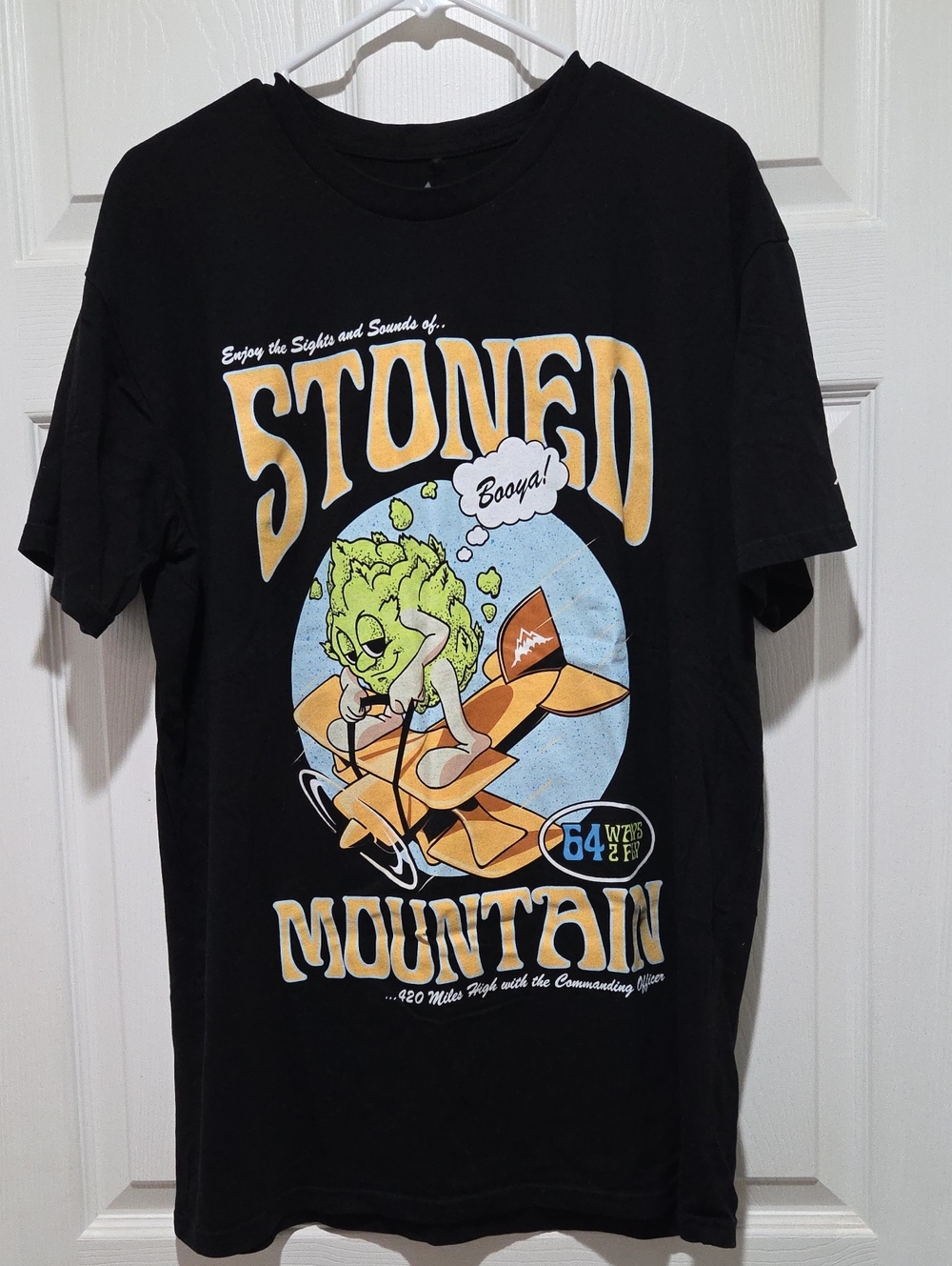 Stoned Mountain Graphic Tee in Black with Yellow & Green Design